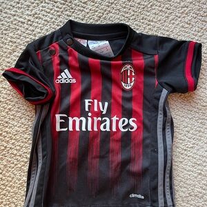 Adidas Kids AC Milan Black and Red Jersey